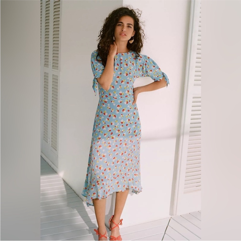 Faithfull The Brand Erin Blue Floral Midi Dress S